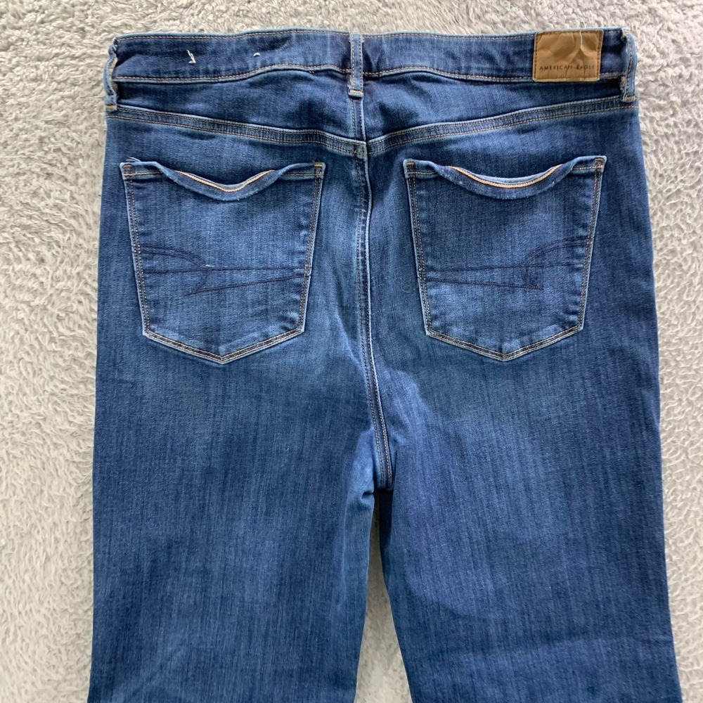 American Eagle Super Hi Rise Flare Jeans Womens Size 14 Blue 32x30 - Picture 7 of 11